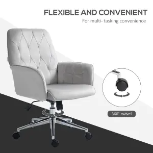 Vinsetto Swivel Computer Chair w/ Arm Modern Style Tufted Home Office Light Grey