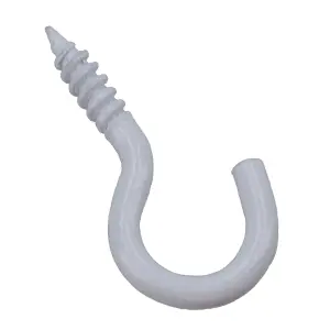 Screw Hook Fasteners Hangers White Plastic Finish 8mm Dia 25mm length 32pc