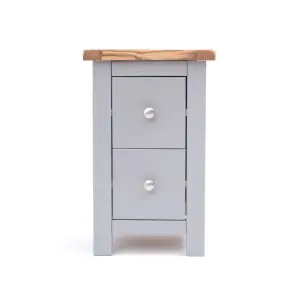 Mirano 2 Drawer Petite Bedside Table Chrome Knob