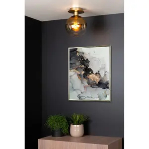 Lucide Marius Retro Flush Ceiling Light - 1xE27 - Matt Gold, Brass