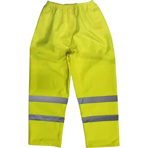 XL Yellow High Visibility Waterproof Trousers with Adjustable Waist and Ankles