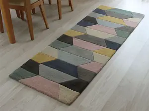 Funk Honeycomb Runner Pastel Rug 140x200cm for the Living Room