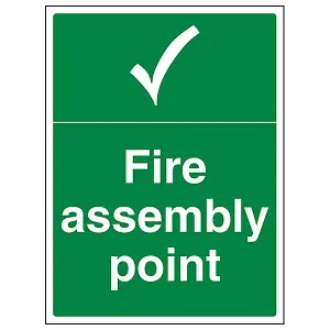 Fire Assembly Point With Tick Sign - Glow in the Dark - 400x600mm (x3)