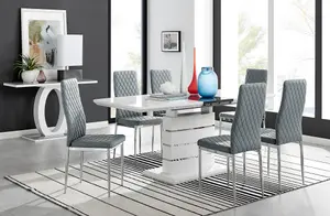 Renato 6 Extending Table And 8 Elephant Grey Milan Chairs