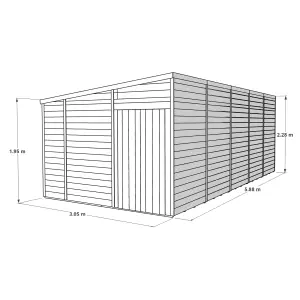 BillyOh Switch Tongue and Groove Pent Wooden Shed - 20x10 Windowless - 15mm Thickness