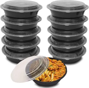 32oz Round Plastic Meal Prep Containers Bowls Reusable BPA Free Food Containers With Airtight Lids (10)