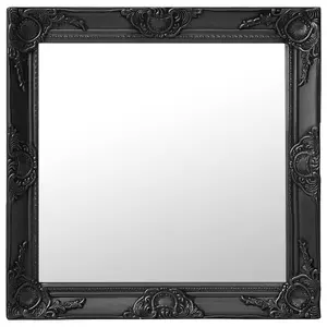 Berkfield Wall Mirror Baroque Style 60x60 cm Black