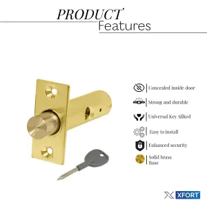 XFORT 2 Pack Mortice Door Bolts, Door Security Rack Bolt, Polished Brass