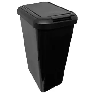 Kitchen Bin Touch and Lift Rectangle Swing Bin Waste Rubbish Recycle Bin 45L - Black