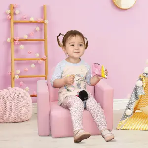 HOMCOM Kids Mini Sofa 2 In 1 Table Chair Set Children Armchair Seat Girl Boys - Pink