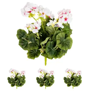 Blooming Artificial - Multi Pack Faux Geranium Bush Bundle - Outdoor Fake Flower