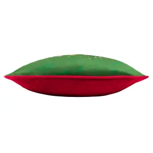 furn. Purrfect Leaping Leopards Festive Velvet Feather Filled Cushion