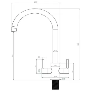 Liquida AD399BR Swan Neck Twin Lever Kitchen Mixer Tap In Brushed Brass