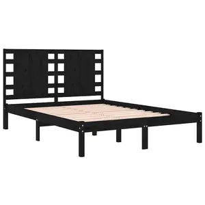 Berkfield Bed Frame Black Solid Wood Pine 200x200 cm