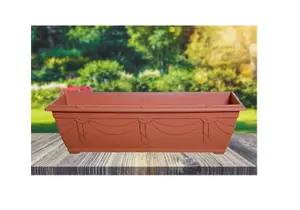 6 x 60cm Slim Plastic Venetian Window Box Trough Planter Pot Terracotta Colour