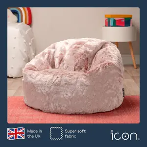 icon Kids Classic Faux Fur Bean Bag Chair Light Pink Bean Bags for Children