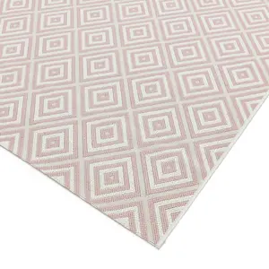 Pink Outdoor Rug, Geometric Stain-Resistant Rug For Patio Decks Balcony, 4mm Modern Outdoor Area Rug-80cm X 150cm