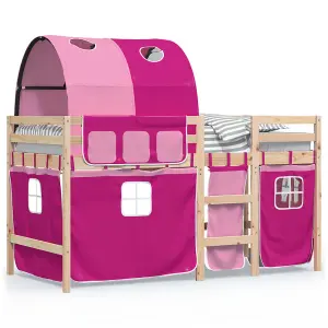 Berkfield Kids' Loft Bed with Tunnel without Mattress Pink 80x200 cm