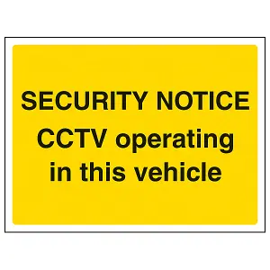 CCTV Operating In Vehicle Security Sign Adhesive Vinyl 200x150mm (x3)