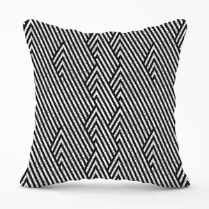 Oblique Black Grunge Pattern Outdoor Cushion 45cm x 45cm