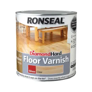 Ronseal Diamond Hard Floor Varnish Clear Gloss Wood Floor Varnish, 2.5L