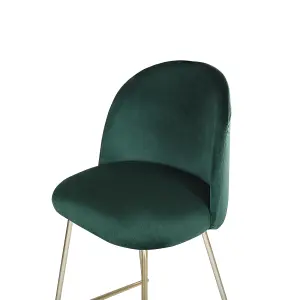 Set of 2 Bar Chairs ARCOLA Velvet Emerald Green