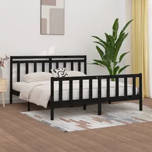 Berkfield Bed Frame Black Solid Wood Pine 200x200 cm