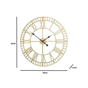 Melody Maison Gold Metal Skeleton Clock 60cm x 60cm