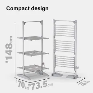 Electric 3-Tier Heated Clothes Dryer Airer Dry Clothing Folding Drying Rack