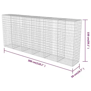 Berkfield Gabion Wall with Covers Galvanised Steel 300x50x150 cm