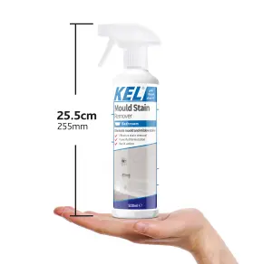 KEL - Mould Stain Remover Spray, Removes Mouldy Stains From Walls, Tiles, Silicone Seals & More - 500ml