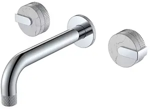 Wall Mounted Silver Chrome Tap With Double Marble Handles