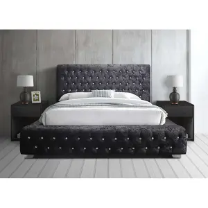 Birlea Grande King Bed Black Crushed Velvet