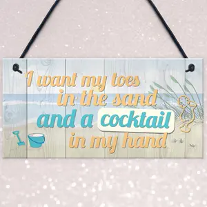 Red Ocean Cocktail In My Hand Hanging Plaque Nautical Decor Sign Beach Seaside Kitchen Birthday Home Gift