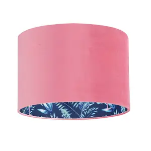 First Choice Lighting Set of 2 Flamingo Velvet Pink Flamingo Design 30cm Pendant or Table Lamp Shades