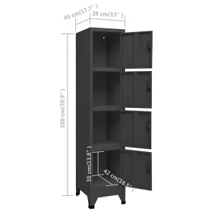 Berkfield Locker Cabinet Anthracite 38x45x180 cm Steel