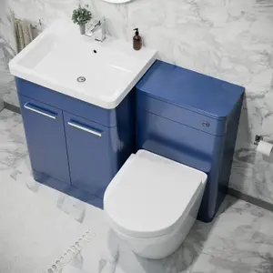 Nes Home 600mm Freestanding Vanity Unit with Basin, Rimless Toilet, WC unit Royal Blue