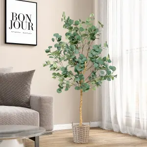 Costway 165cm Artificial Eucalyptus Tree Fake Decorative Houseplant with Plastic Pot