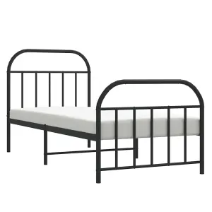 Berkfield Metal Bed Frame with Headboard and Footboard Black 90x190 cm