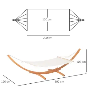 Outsunny Outdoor Garden Hammock Swing Hanging Bed Wooden Stand for Patio White