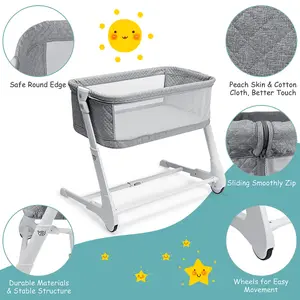 Costway 2-in-1 Baby Bedside Crib Bassinet and Sofa