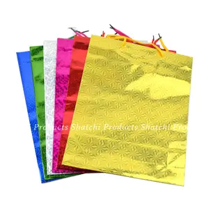 50 x Assorted Colours Holographic Gift Bag Small Christmas Birthday Present