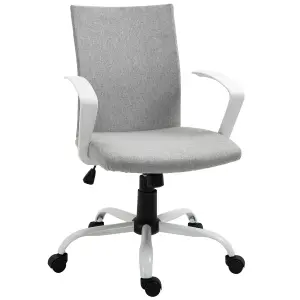 Vinsetto Home Office Linen Chair Swivel Computer Desk Task Chair, Light Grey