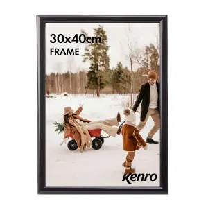 Kenro Frisco Series Black Photo Frame 16x12 Inch / 30x40cm Wall Hanging with Glass Front - FR3040B