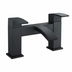 Nes Home Tesa Waterfall Bath Filler Tap, Basin Mixer Tap Set & Waste Black Matte