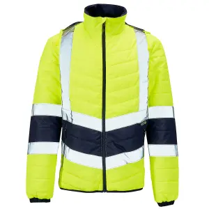 2 Tone Hi-Vis Puffer Jacket Yellow/Navy - M