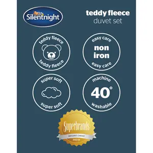 Silentnight Cosy Teddy Fleece Duvet Set Beige / Double - 2 Pillowcases (45 x 80 cm)