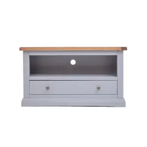 Rocca Grey 1 Drawer TV Cabinet Brass Knob