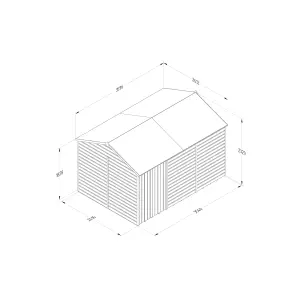 Forest Garden Beckwood Shiplap 12x8 ft Reverse apex Natural timber Wooden Pressure treated 2 door Shed with floor - Assembly service included