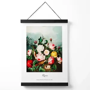 Vintage Floral Exhibition -  Cottage Roses Medium Poster with Black Hanger